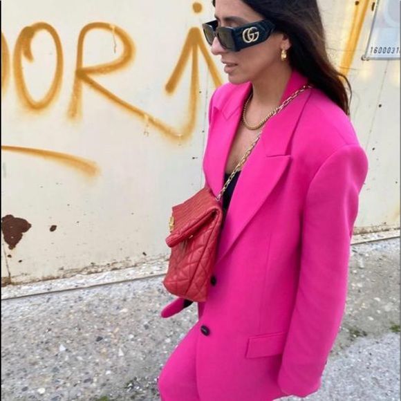 Zara Oversized Hot Pink Blazer Bloggers Favorite - Picture 4 of 15